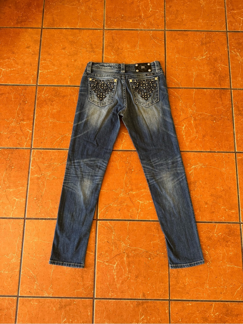 Miss Me Skinny Jeans Women’s Size 29 Blue Wash Studded Embellished Y2K